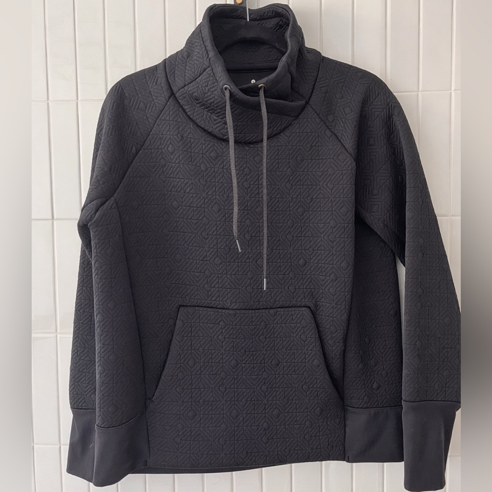 Athleta Quilted Cowl Neck Pullover Sweatshirt Black Women’s Small